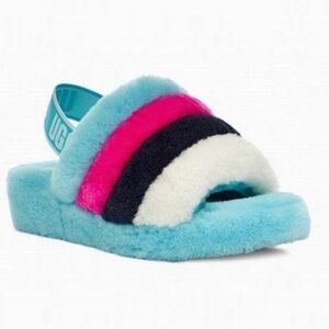 Women’s UGG Fluff Yeah Clear Water Slide  Slipper Size 10